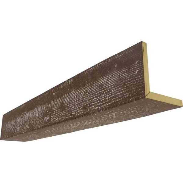 2-Sided (L-beam) Rough Sawn Endurathane Faux Wood Ceiling Beam, Vintage Mahogany, 10